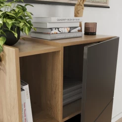 Dossierkast Oliveira 62x111cm Met Vier Legplanken - Eikdecor/antraciet -Collectie Slaapkamermeubels Ontwerp zonder titel 2023 08 17T162513.878 2219