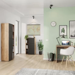 Dossierkast Oliveira 62x111cm Met Vier Legplanken - Eikdecor/antraciet -Collectie Slaapkamermeubels Ontwerp zonder titel 2023 08 17T162638.391 fe12