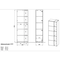 Dossierkast Oliveira 62x182cm Met Vier Legplanken - Eikdecor/antraciet -Collectie Slaapkamermeubels Ontwerp zonder titel 2023 08 17T164357.531 ee6d