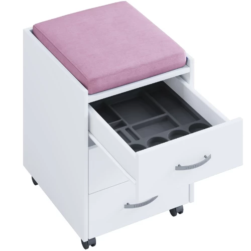 Ladeblok Kjenta Met Pennenbakje En Roze Zitkussen-3 Lades 4 Ladeblok Kjenta Met Pennenbakje En Roze Zitkussen-3 Lades - Afbeelding 2