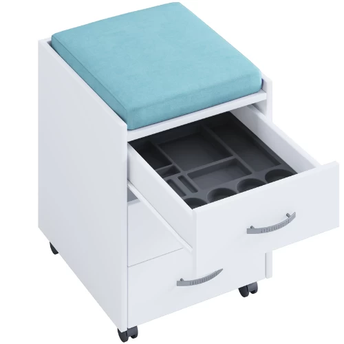 Ladeblok Kjenta Met Pennenbakje En Blauw Zitkussen-3 Lades 4 Ladeblok Kjenta Met Pennenbakje En Blauw Zitkussen-3 Lades - Afbeelding 2