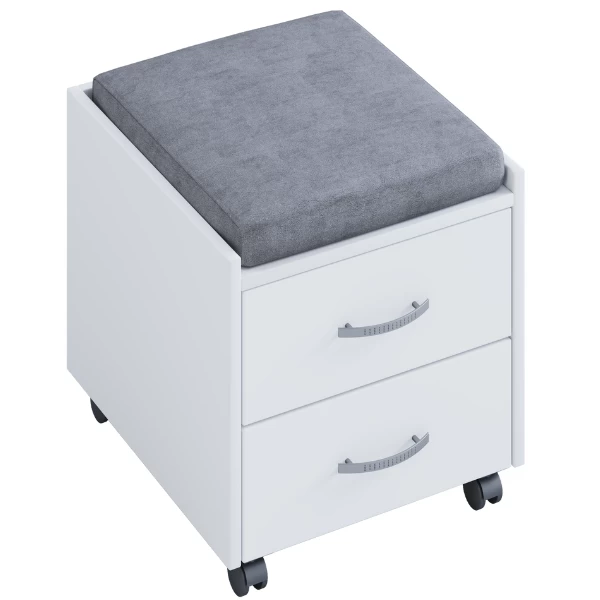 Ladeblok Kjenta Met Pennenbakje En Grijs Zitkussen-2 Lades 3 Ladeblok Kjenta Met Pennenbakje En Grijs Zitkussen-2 Lades