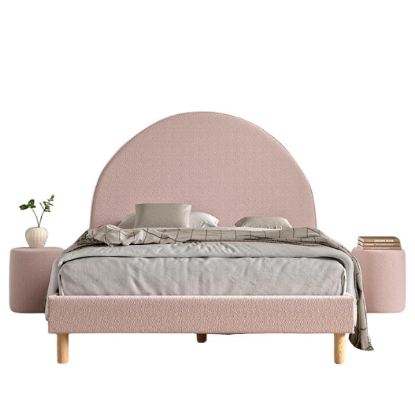 Gestoffeerd Bed Maeva 140x200cm Met Twee Nachttafeltjes - Roze Bouclé Stof 12 Gestoffeerd Bed Maeva 140x200cm Met Twee Nachttafeltjes - Roze Bouclé Stof - Afbeelding 10