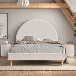 Gestoffeerd Bed Maeva 140x200cm Met Twee Nachttafeltjes - Witte Bouclé Stof -Collectie Slaapkamermeubels Ontwerp zonder titel 2023 09 15T085312.944 d94c