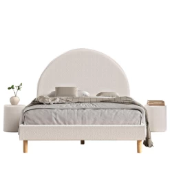 Gestoffeerd Bed Maeva 140x200cm Met Twee Nachttafeltjes - Witte Bouclé Stof -Collectie Slaapkamermeubels Ontwerp zonder titel 2023 09 15T085418.076 0631