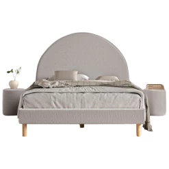 Gestoffeerd Bed Maeva 140x200cm Met Twee Nachttafeltjes - Grijze Bouclé Stof -Collectie Slaapkamermeubels Ontwerp zonder titel 2023 09 15T090116.830 828c