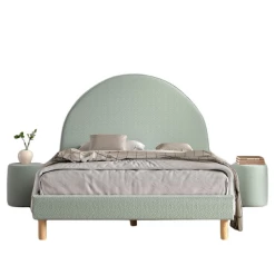 Gestoffeerd Bed Maeva 140x200cm Met Twee Nachttafeltjes - Groene Bouclé Stof -Collectie Slaapkamermeubels Ontwerp zonder titel 2023 09 15T090600.906 2bc7