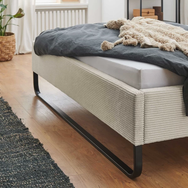 Tweepersoonsbed Velma 180x200cm Ribfluweel - Beige 4 Tweepersoonsbed Velma 180x200cm Ribfluweel - Beige - Afbeelding 2