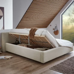 Tweepersoonsbed Kubrik 180x200cm Met Opbergruimte Ribfluweel - Beige