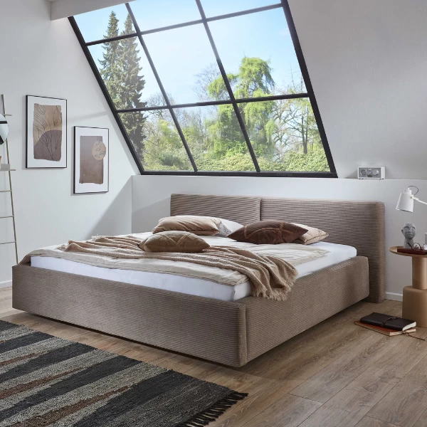 Tweepersoonsbed Kubrik 180x200cm Met Opbergruimte Ribfluweel - Taupe 10 Tweepersoonsbed Kubrik 180x200cm Met Opbergruimte Ribfluweel - Taupe - Afbeelding 8