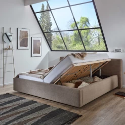 Tweepersoonsbed Kubrik 180x200cm Met Opbergruimte Ribfluweel - Taupe