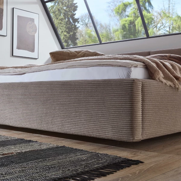 Tweepersoonsbed Kubrik 180x200cm Ribfluweel - Taupe 4 Tweepersoonsbed Kubrik 180x200cm Ribfluweel - Taupe - Afbeelding 2