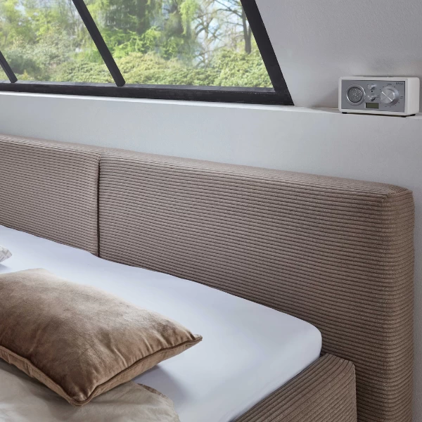 Tweepersoonsbed Kubrik 180x200cm Met Opbergruimte Ribfluweel - Taupe 5 Tweepersoonsbed Kubrik 180x200cm Met Opbergruimte Ribfluweel - Taupe - Afbeelding 3