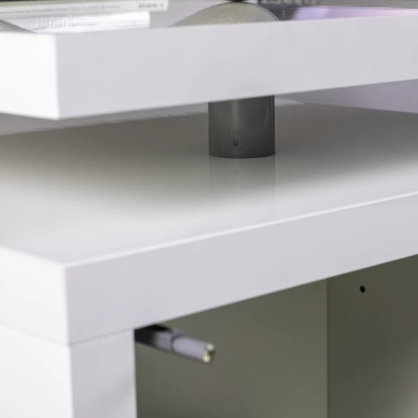 Bureau Cory 140x69cm Met Opbergruimte - Hoogglans Wit 4 Bureau Cory 140x69cm Met Opbergruimte - Hoogglans Wit - Afbeelding 2