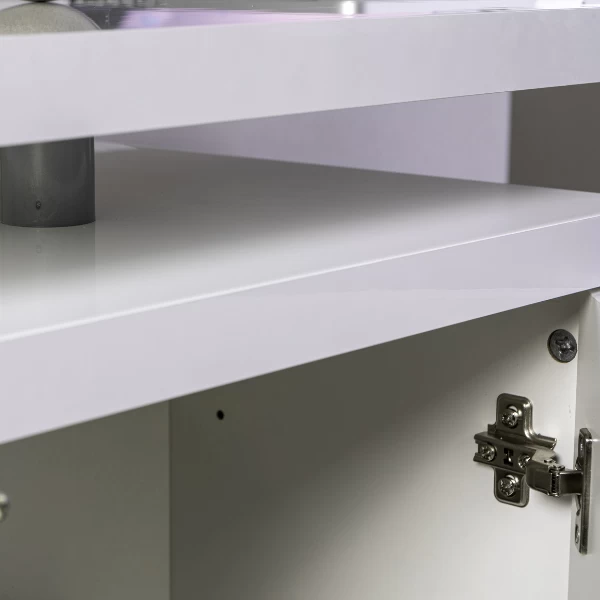 Bureau Cory 140x69cm Met Opbergruimte - Hoogglans Wit 5 Bureau Cory 140x69cm Met Opbergruimte - Hoogglans Wit - Afbeelding 3