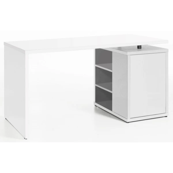 Bureau Cory 140x69cm Met Opbergruimte - Hoogglans Wit 9 Bureau Cory 140x69cm Met Opbergruimte - Hoogglans Wit - Afbeelding 7