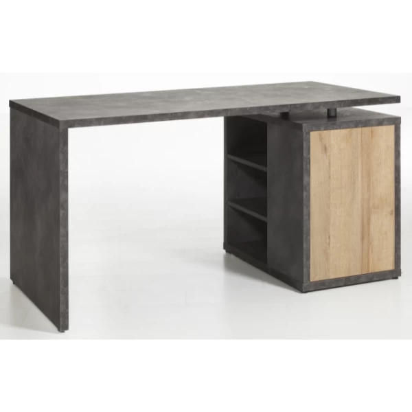 Bureau Cory 140x69cm Met Opbergruimte - Eikdecor/betonlook 6 Bureau Cory 140x69cm Met Opbergruimte - Eikdecor/betonlook - Afbeelding 4