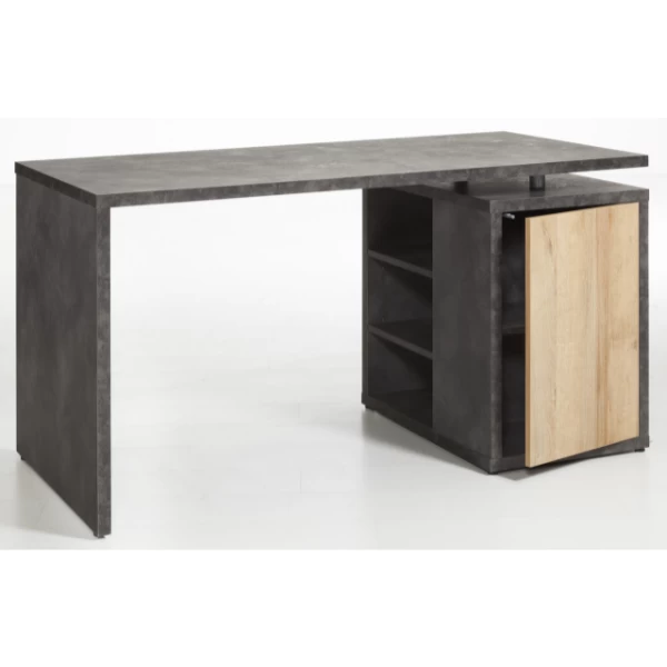 Bureau Cory 140x69cm Met Opbergruimte - Eikdecor/betonlook 5 Bureau Cory 140x69cm Met Opbergruimte - Eikdecor/betonlook - Afbeelding 3