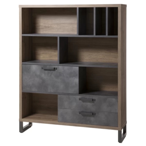 Boekenkast Faber 140cm Met Opklapdeur En Twee Lades - Eikdecor/betonlook 6 Boekenkast Faber 140cm Met Opklapdeur En Twee Lades - Eikdecor/betonlook - Afbeelding 4