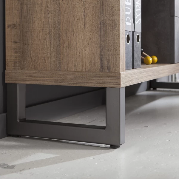 Boekenkast Faber 140cm Met Opklapdeur En Twee Lades - Eikdecor/betonlook 4 Boekenkast Faber 140cm Met Opklapdeur En Twee Lades - Eikdecor/betonlook - Afbeelding 2