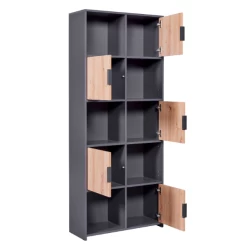 Boekenkast Pepeto | 77 X 30 X 185 Cm | Open En Gesloten Opbergruimte | Kleur: Antraciet 20 Boekenkast Pepeto | 77 X 30 X 185 Cm | Open En Gesloten Opbergruimte | Kleur: Antraciet -Collectie Slaapkamermeubels Ontwerp zonder titel 2023 09 26T082356.259 a033