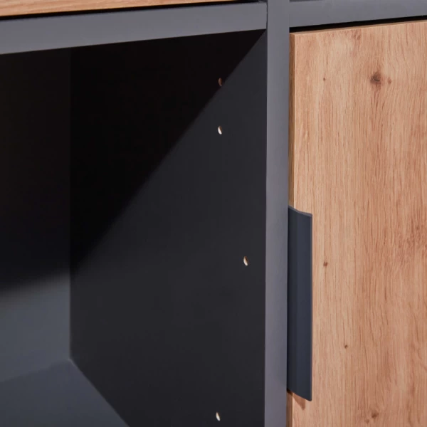 Boekenkast Pepeto | 77 X 30 X 185 Cm | Open En Gesloten Opbergruimte | Kleur: Antraciet 7 Boekenkast Pepeto | 77 X 30 X 185 Cm | Open En Gesloten Opbergruimte | Kleur: Antraciet - Afbeelding 5