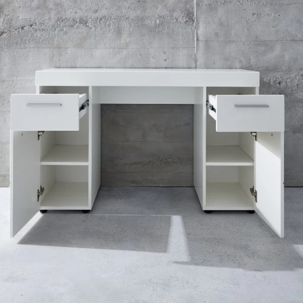 Modern Bureau Amanda | 120 X 41 X 76 Cm | High Glossy White 6 Modern Bureau Amanda | 120 X 41 X 76 Cm | High Glossy White - Afbeelding 4