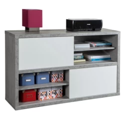 Dossierkast Prato 140cm Met Twee Schuifdeuren - Beton / Hoogglans Wit -Collectie Slaapkamermeubels Ontwerp zonder titel 2023 10 04T130849.437 8090