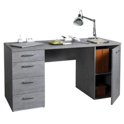 Bureau Morten Met Vier Lades En Kast - Betonlook -Collectie Slaapkamermeubels Ontwerp zonder titel 2023 10 04T163200.304 40b3