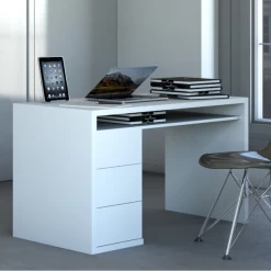 Bureau Monique Met Drie Lades - Hoogglans Wit