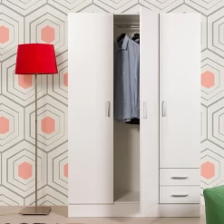 Garderobekast Facto 120cm Met 3 Deuren & 2 Lades - Wit -Collectie Slaapkamermeubels Ontwerp zonder titel 2023 11 15T140704.042 62a1