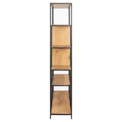 Moderne Seaford Boekenkast: Zwart Staal En Glas, Eiken Met 8 Planken, 135x35x185 Cm -Collectie Slaapkamermeubels Ontwerp zonder titel 2023 11 15T145636.443 6c4e