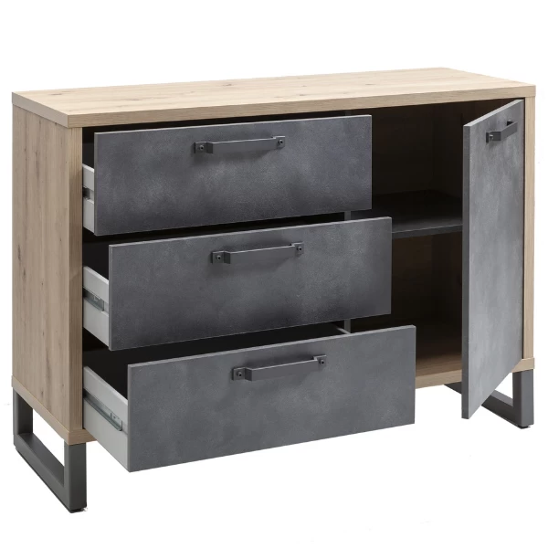 Commode Faber 122cm Met 3 Lades - Eikdecor/betonlook 7 Commode Faber 122cm Met 3 Lades - Eikdecor/betonlook - Afbeelding 5