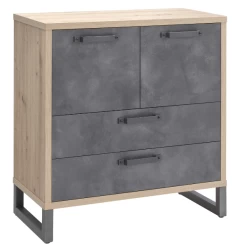 Commode Faber 92cm Met 2 Deuren & 2 Lades - Eikdecor/betonlook -Collectie Slaapkamermeubels Ontwerp zonder titel 2023 11 16T152254.054 bce6
