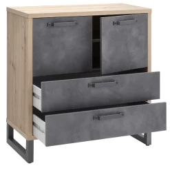 Commode Faber 92cm Met 2 Deuren & 2 Lades - Eikdecor/betonlook -Collectie Slaapkamermeubels Ontwerp zonder titel 2023 11 16T152325.759 93f5