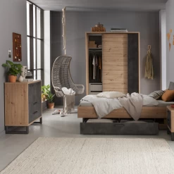 Commode Faber 92cm Met 2 Deuren & 2 Lades - Eikdecor/betonlook -Collectie Slaapkamermeubels Ontwerp zonder titel 2023 11 16T152454.434 d852