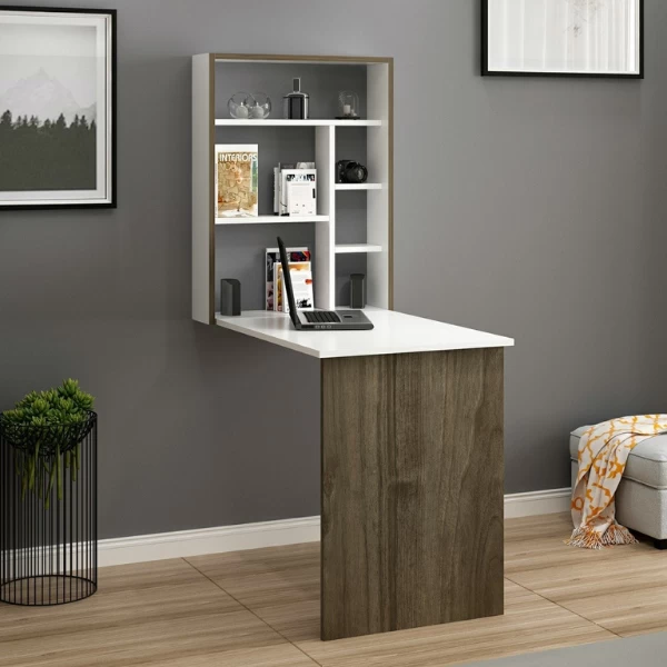 Uitklapbaar Bureau Woody - 77x75x58 Cm - Eik/wit 6 Uitklapbaar Bureau Woody - 77x75x58 Cm - Eik/wit - Afbeelding 4