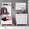 Garderobecombinatie Ole | Paneel, Spiegel, Ladekast En Bank | Wit -Collectie Slaapkamermeubels Ontwerp zonder titel c034