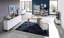 Boekenkast Ousmane 120cm Met 4 Opbergvakken - Wit/eik -Collectie Slaapkamermeubels Oslo 221 pe dek b 9bdb