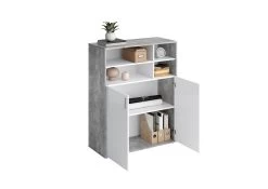 FMD Boekenkast Pjotr - Beton/wit -Collectie Slaapkamermeubels RUST 3 perspektive offen deko dca7