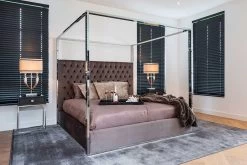 RICHMOND Nachtkastje Bony 50cm 1 Lade Visgraatmotief - Zwart/zilver -Collectie Slaapkamermeubels S6000 7413 LB 0045 6c39