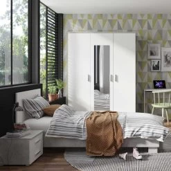 Nachtkastje Soma 2 Lades - Wit/beton -Collectie Slaapkamermeubels SOMA jeugdkamer chambre de jeunesa 5304