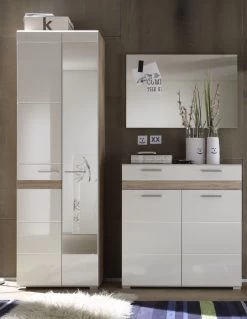 Garderobeset Set-One | Opbergkast, Spiegel, Kledingkast | Licht-eiken Kleur -Collectie Slaapkamermeubels Set One GD 1336 919 96 frontal D 5ed0