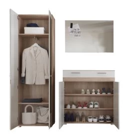 Garderobeset Set-One | Opbergkast, Spiegel, Kledingkast | Licht-eiken Kleur -Collectie Slaapkamermeubels Set One GD 1336 919 96 frontal ge f. D Freisteller e644