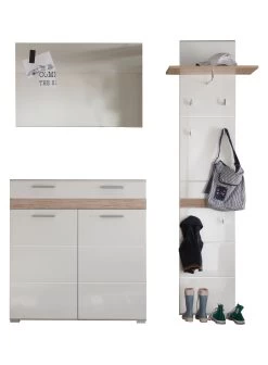 Garderobeset Set-One | Paneel, Opbergkast En Spiegel | Licht-eiken Kleur -Collectie Slaapkamermeubels Set One GD 1336 923 96 frontal D Freisteller f215