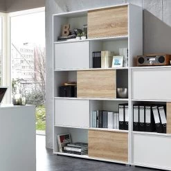 Boeken- & Opbergkast Tyson - Wit/eik