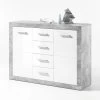 Commode Inga 117 Cm Met 2 Deuren & 4 Lades - Beton/wit