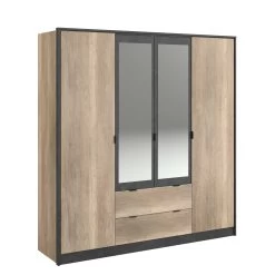 Kledingkast Yuri 188cm, 4 Deuren & 2 Lades - Antraciet/eik Decor 23 Kledingkast Yuri 188cm, 4 Deuren & 2 Lades - Antraciet/eik Decor -Collectie Slaapkamermeubels TORONTO 3304 A4PT C 1861