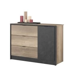 Commode Yuri 113cm, 1 Deur & 3 Lades - Antraciet/eik Decor 20 Commode Yuri 113cm, 1 Deur & 3 Lades - Antraciet/eik Decor -Collectie Slaapkamermeubels TORONTO 3304 COPT STYLE D ac7c