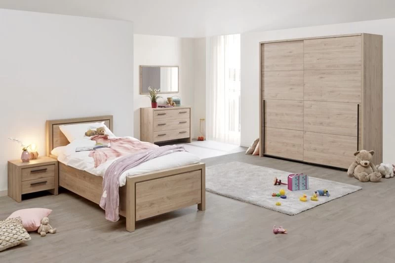 Commode Lavio 110cm Met Drie Lades - Eikdecor/zwart 4 Commode Lavio 110cm Met Drie Lades - Eikdecor/zwart - Afbeelding 2